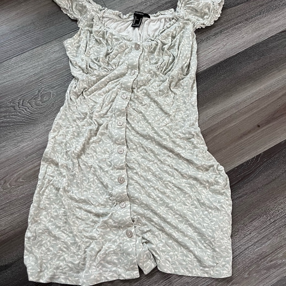 Green floral print dress